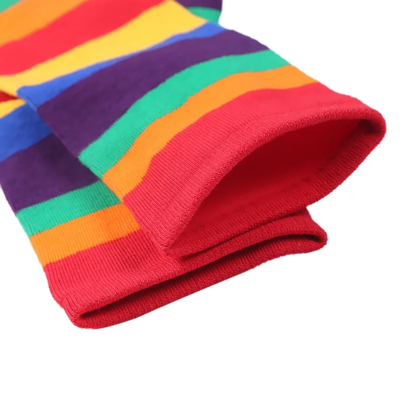 Новые осенние детские теплые носки для маленьких девочек Цвет соответствующие Радуга Цвет носки без пятки Модная одежда для детей, Детская
