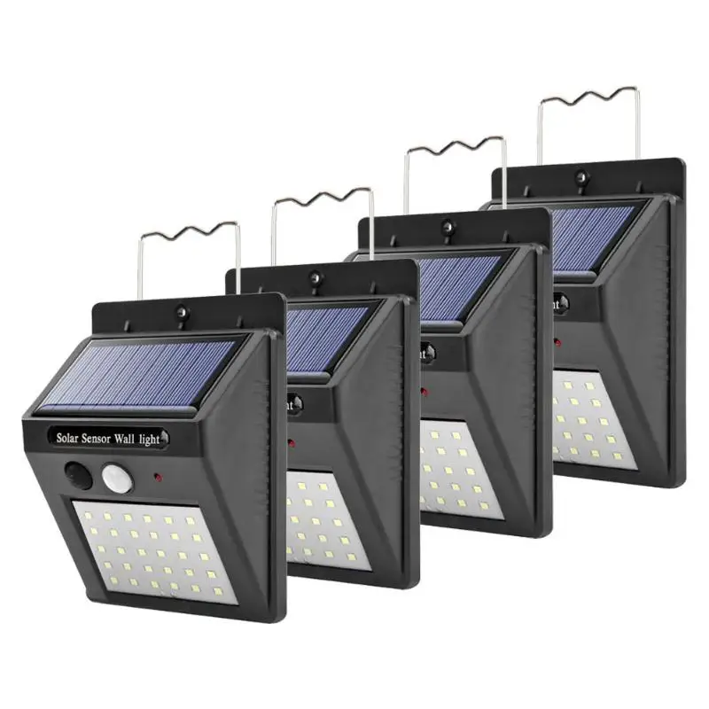 40LED Солнечный PIR датчик движения настенный водонепроницаемый садовый светильник свет безопасности - Испускаемый цвет: 30LED 4PCS