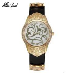 Miss Fox золотые часы Женское платье цветок Артикул Montre Homme Marque De Роскошная нержавеющая сталь задняя Водонепроницаемость Relogio Feminino - Цвет: 1995-2