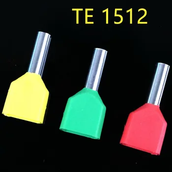 

1000PCS Copper TE1512 European cold terminal copper nose double pre insulated terminal tube type needle copper terminal