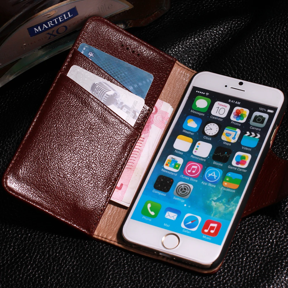

CYBORIS for iphone 5 5s SE Case Genuine Leather Case for iphone 6 6s 6 plus Real Cow Leather Flip Cover with Wallet