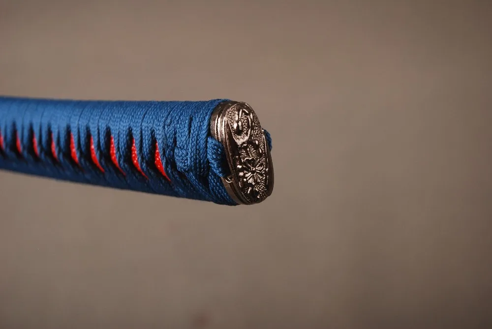 Красивый Меч с подходящей ручкой Tsuka для японской Самурайской Катаны синий шелк