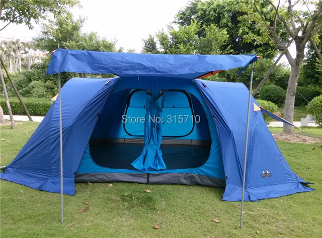 Best price at $110 Cheap 2015 upgrade version!New camping tent 6-8 people family camping tent automatic two-bedroom halls with plus snow skirt