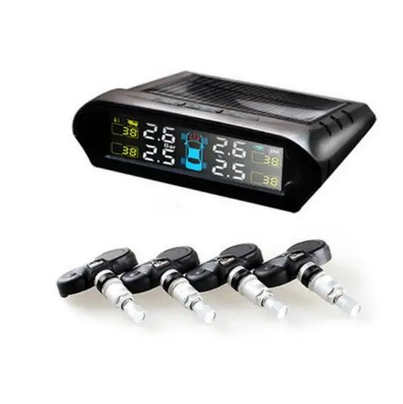 

TPMS LCD display car wireless tire tyre pressure monitoring system 4 internal sensors for cars solar power HY-800IN