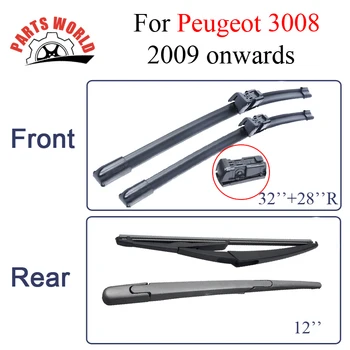 

Windscreen Front&Rear Wiper Arm And Blade For Peugeot 3008 2009 onwards,Windshield rubber Wiper Car Accessories