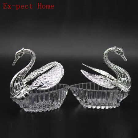 100 Pieces Acrylic Wedding Favor Swan Box Bomboniere Candy Box Gift Boxes