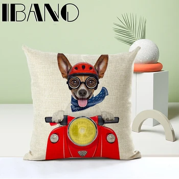 

3D Dog Cushion Cover French Bulldog Pug 45x45cm Pillowcase Polyester&Linen Car Pillow Covers Decorative Home Decor 1PCS/Lot