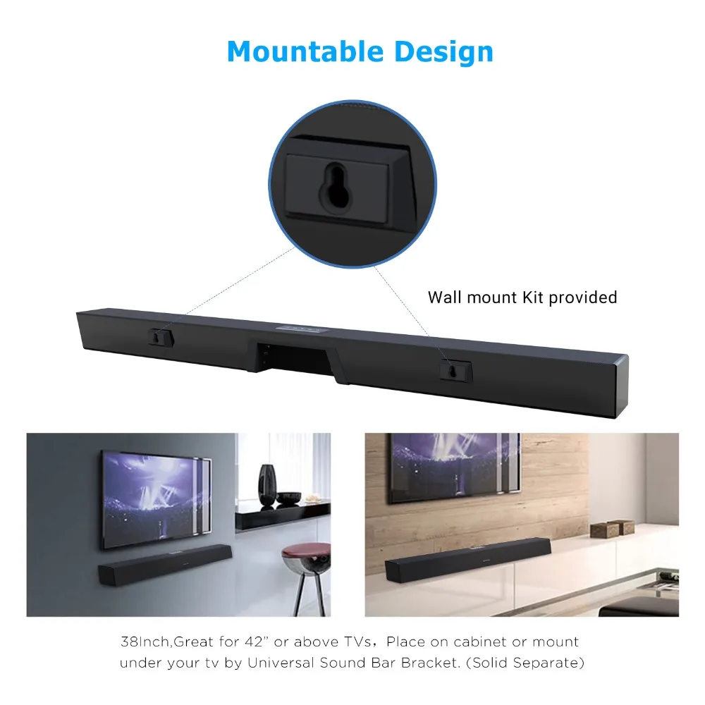 120W Home Theater Sound System Soundbar TV Bluetooth Speaker Support Optical AUX Coaxial Sound Bar Subwoofer Speakers For PC TV