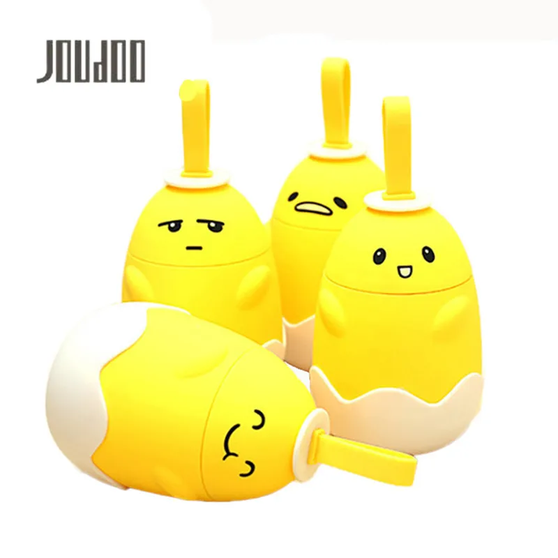 

JOUDOO Cute Funny Egg Shape Water Bottle Non-slip Plastic Cover Glass Bottle 290ml Portable Children School Drinking 35