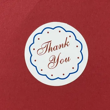 

2000PCS/Lot circular white colour Printed above"Thank you"and lace Sticker Labels Adhesive Stickers DIY For Box/gift/envelope