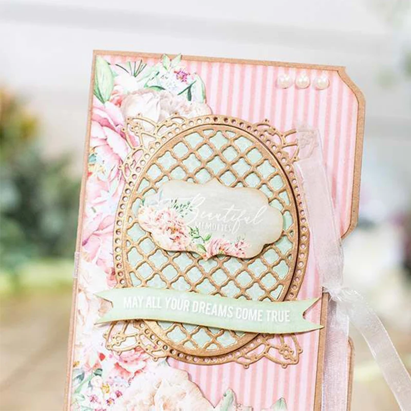 

Retro Mirror Frame Shape Metal Cutting Dies Stencil For Scrapbooking Album Embossing DIY Gift Card Handcraft 2019