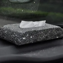 Автомобильная коробка для салфеток со стразами, авто держатель для салфеток, блок-тип, коробка для салфеток, автомобильный Стайлинг, ручная работа, украшенная крышка