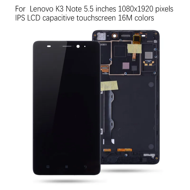 Дисплей для Lenovo K3 Note LCD K50-T5 в сборе с тачскрином на рамке черный