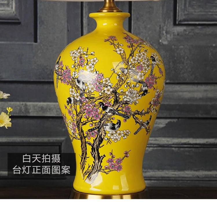 China Antique Living Room Vintage Table Lamp Porcelain Ceramic Table Lamp wedding decoration funny table lamp flower and bird  (4)