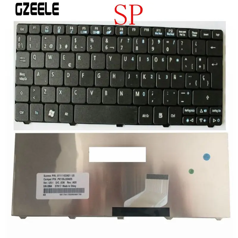 Испанская клавиатура для acer Emachines ZE6 ZE7 PAV70 PAV01 PAV80 NAV50 350 eM350 NAV51 355 eM355 D255E AOD255E NAV70 POVE6 SP черный