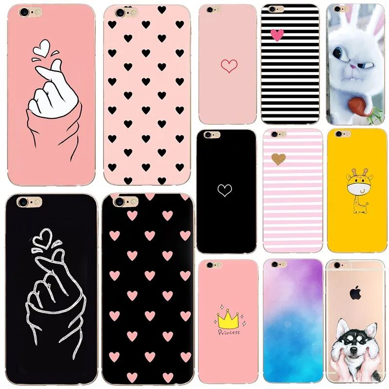 

Cute Animal For Carcasa iphone se 5s 5 Silicona Case Soft TPU Thin Heart Rainbow Cover Bags For iphone 6s 6 7 8 plus xs max x