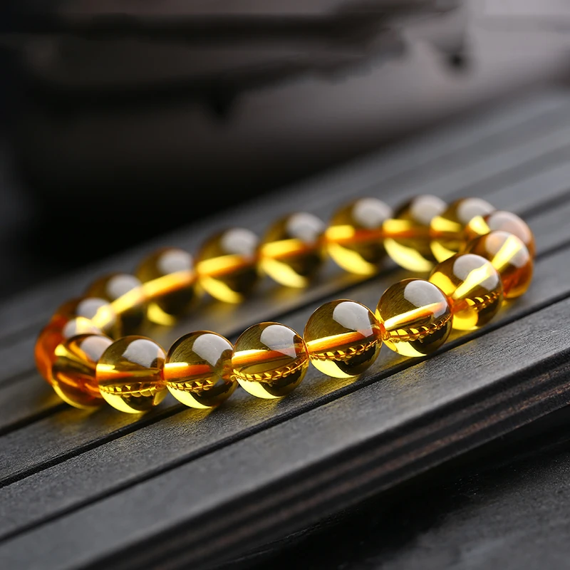

4-12mm DIY Yellow Citrines Beads Bracelets For Women Gift Trinket Elastic Stretch Cord Bangle DIY jewelry Lucky stone For Friend