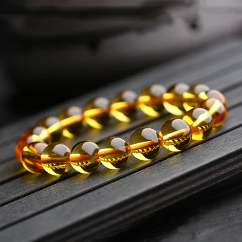 

4-12mm DIY Yellow Citrines Beads Bracelets For Women Gift Trinket Elastic Stretch Cord Bangle DIY jewelry Lucky stone For Friend