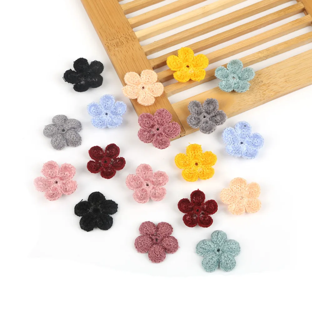 

Fashion 20pcs/lot Small Handmade Wool Fabric Flowers For DIY Applique Sewing Wedding Garment Headband Accessories Dia 2.5/3.2cm