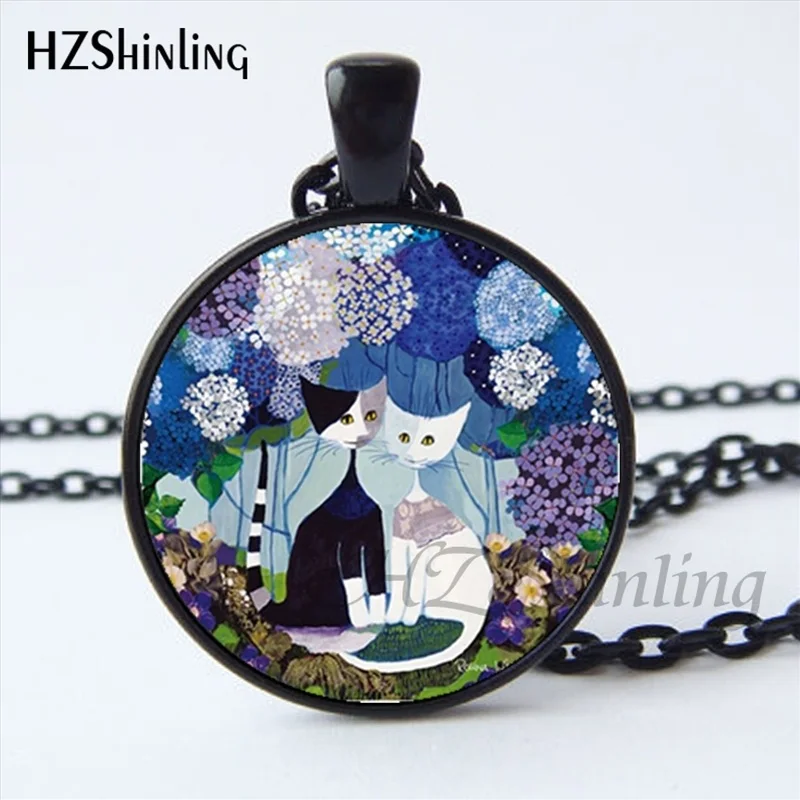 NS-00750, дизайн, красочное семейное ожерелье с кошками ручной работы, красочное ювелирное изделие для любителей животных, художественная стеклянная купольная подвеска HZ1