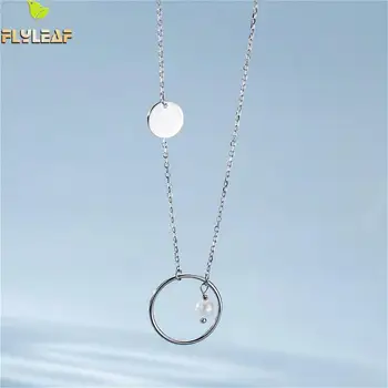 

Flyleaf Circle Mother Pearl Choker Necklace 100% 925 Sterling Silver Short Necklace For Women Fine Jewelry Fashion Chain Party