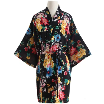 

Chinese Bride Bridesmaid Dressing Gown Summer NEW Kimono Bathrobe Floral Sleepwear Sexy Women Wedding Party Robe Nightgown