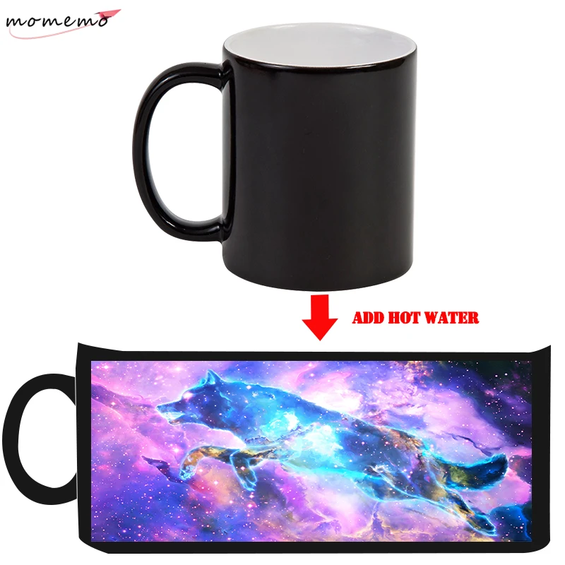 

MOMEMO Star Wolf Coffee Tea Mugs Ceramic Mug Magic Changing Color Mugs Creative Heat Sensitive Color Change Mugs Surprise Gifts