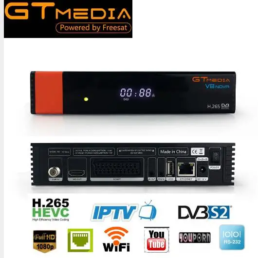 10 шт. GTMedia V8 Nova/синий полный DVB-S2 спутниковый ресивер GT медиа V8 NOVA FREESAT Receptor H2.65 Powervu cam Встроенный Wi-Fi