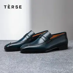 TERSE_2018 Новое поступление обувь из натуральной кожи мужские деловые модные Лоферы 3 вида цветов функциональные кожаной обуви логотип 1516-1