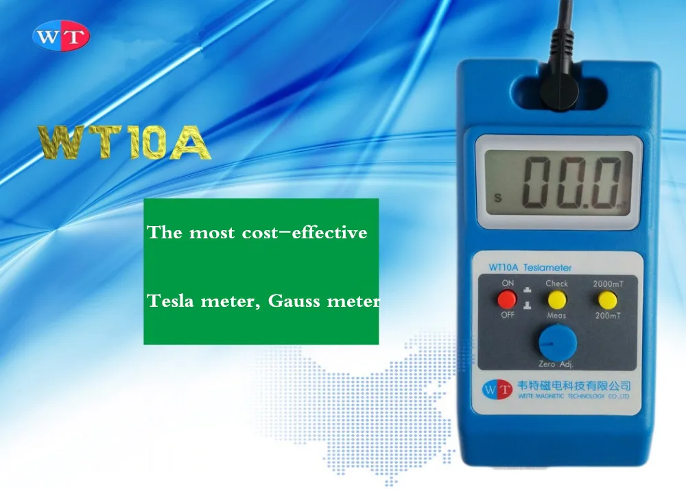 WT10A магнитометр поверхностного магнитного поля тестер gaussmeter цифровой Гаусс метр Tesla 0~ 2000mT