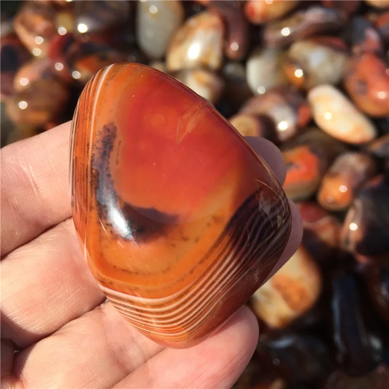 Polished Natrual Sardonyx Stone Agate Palm Raw Gemstone Colorful Tumbled Crystal Healing Energy Mineral | Дом и сад