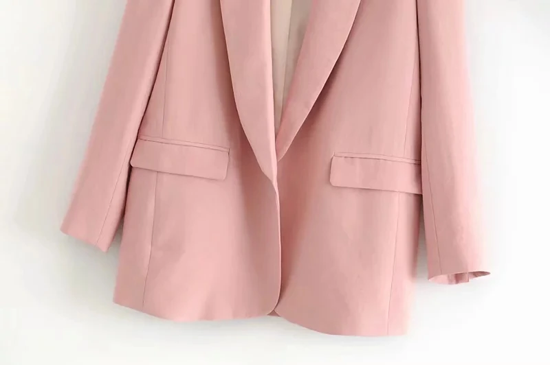 Модные осенние женские блейзеры элегантные женские розовое белье Открытые строчки офисные куртки-блейзеры Повседневные Casaco Femme