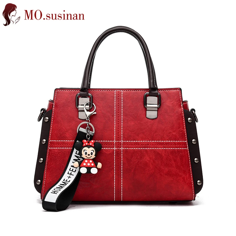 

quality Leather Handbag Fashion Women Shoulder Bag 2019 New Ladies Hand Cross body bags Rivets Zipper tote Female Messenger Bag