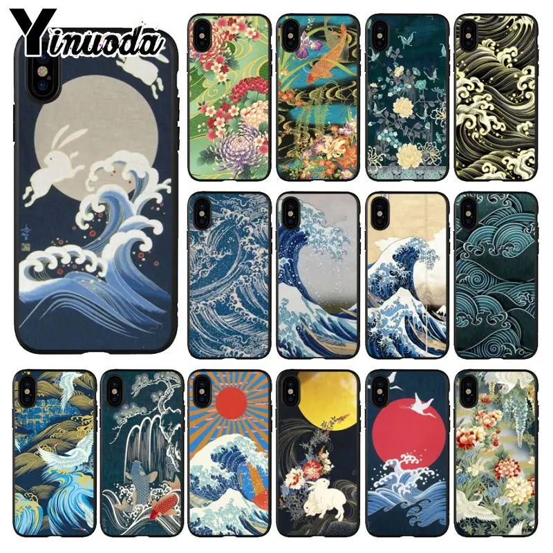 Yinuoda Wave Art Japanes Мягкий силиконовый чехол для телефона из ТПУ Apple iPhone 8 7 6 6S Plus X XS MAX 5 5S
