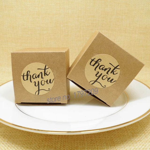 20pcs Lot Kraft Paper Candy Box With Thank You Sticker Chocolate Boxes Vintage Rustic Wedding 20pcs Lot Kraft Paper Candy Box With Thank You Sticker Chocolate Boxes Vintage Rustic Wedding