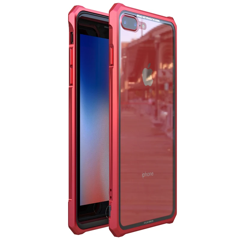 Чехол из закаленного стекла для iphone XS Max, Роскошный Металлический Шмель для iphone XR XS X 8 7 Plus, прозрачное стеклянное покрытие для iphone XS 8 Plus - Цвет: iphon7-8plus-red