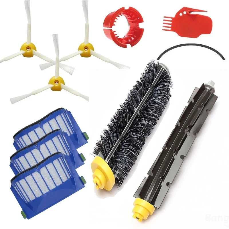 3x Robot Filter 3x Side Brush 1Beater Brush Kit Replacement for iRobot Roomba 600 Series 595 620