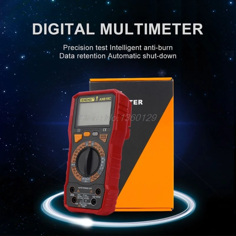 

AN819C Digital Multimeter LCD Display AC/DC Ammeter Resistance Capacitance Tester Green, Blue, Red color