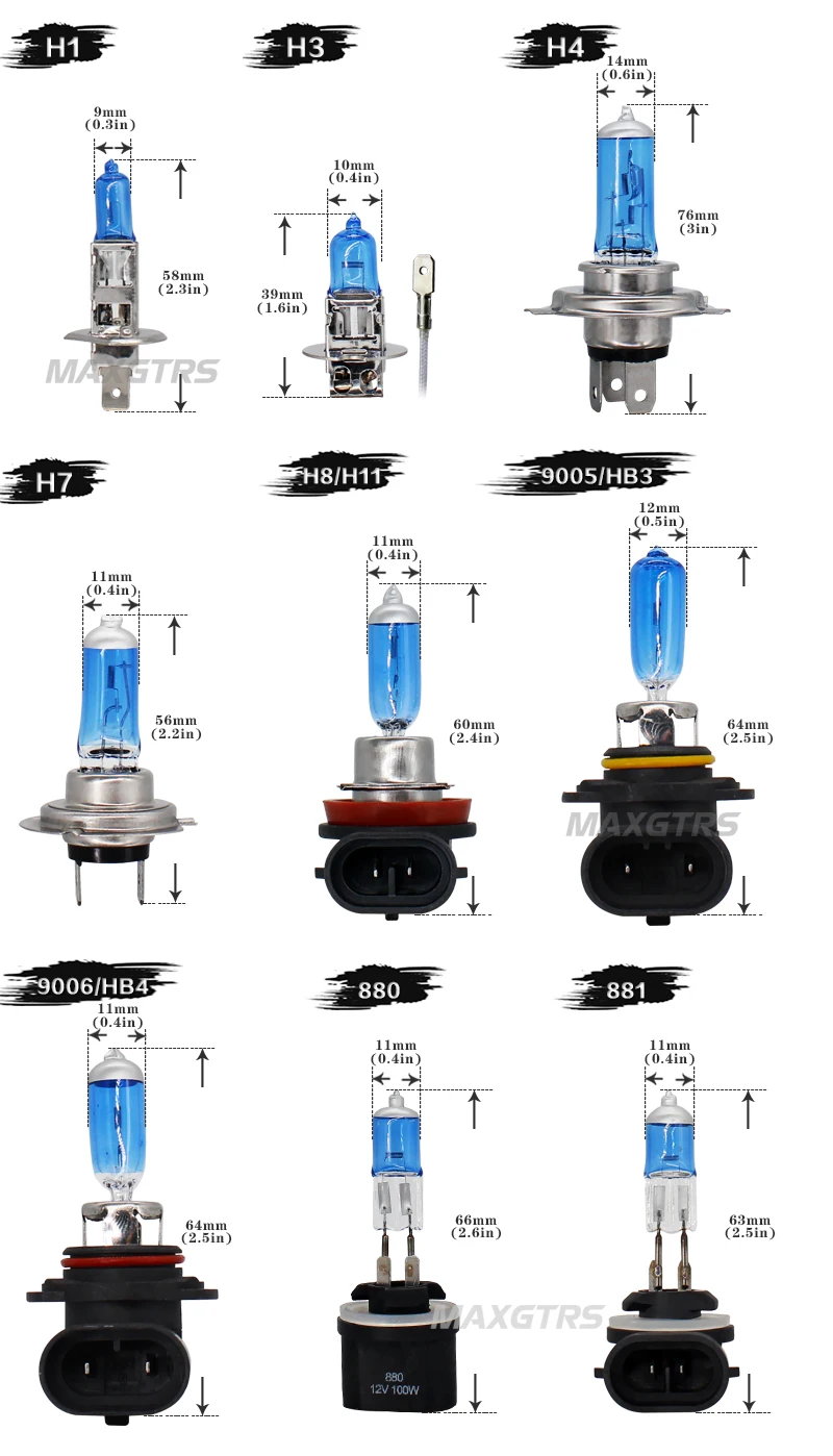 2x12 V 55 W/100 W 6000K H4 H7 H8 H11 9005 9006 HB3 HB4 Автомобильная противотуманная лампочка супербелые галогеновые свет Авто автомобильная фара