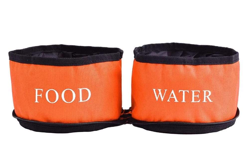 Drop Free Shipping Double Travel Dog Bowl Pet Collapsible Bowls Double Food and Water for Dogs