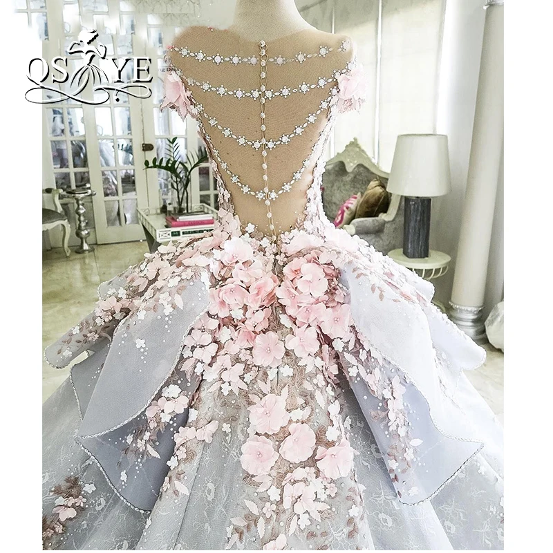 Vestidos de novia, роскошное бальное платье, свадебные платья, Розовые Свадебные платья принцессы с милыми цветами и шлейфом