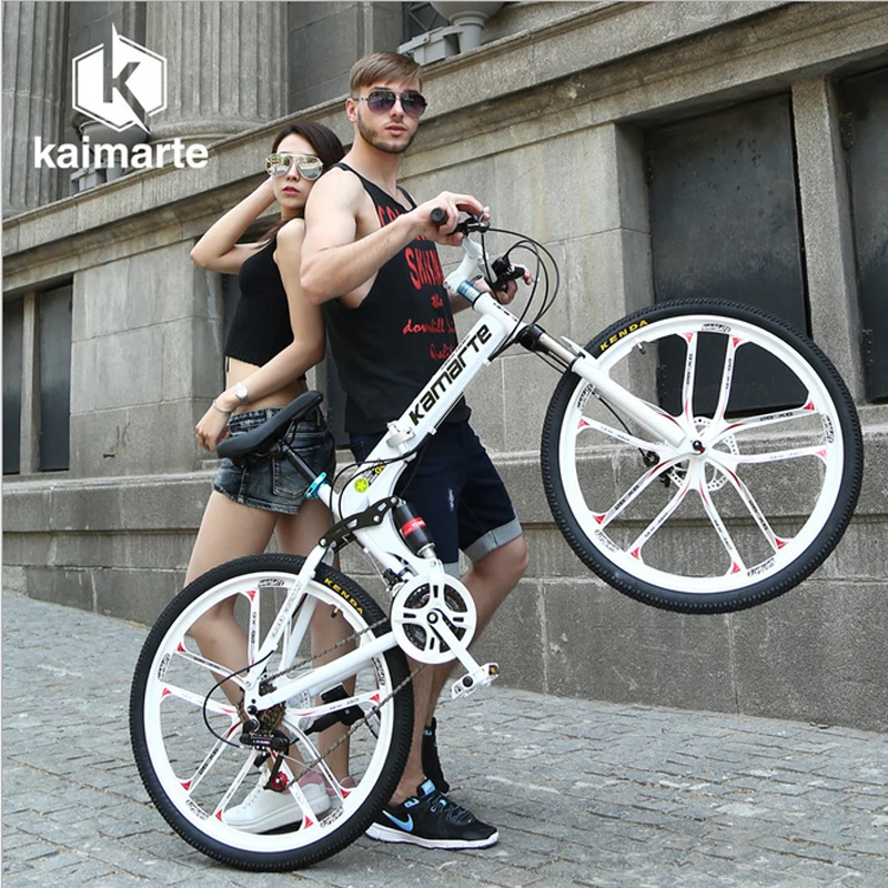 Discount 24 and 26inch folding mountain bike 10 knife wheel folding mountain bicycle 21 speed Two-disc brake bicycle 0