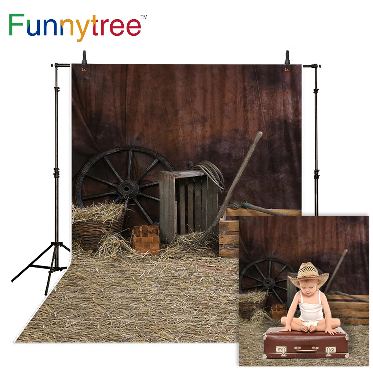 Фотофон Funnytree для фотостудии фотостудия на заднюю часть Рождество Западный город