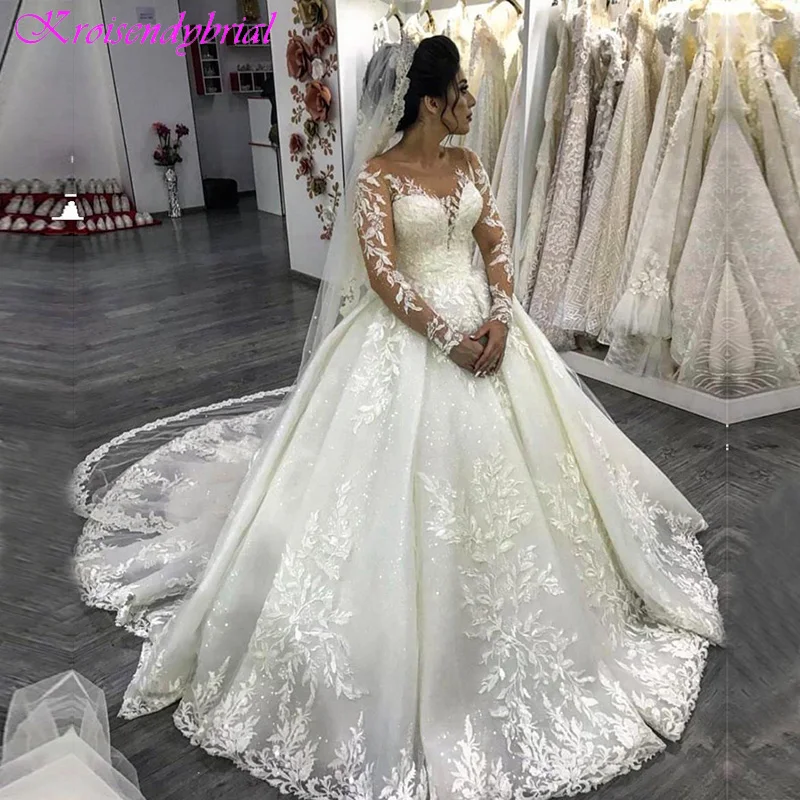 Кружевное Бальное Платье Amanda Novias DZW382 с длинным рукавом новый дизайн платье для
