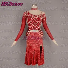 Latin dance dress Long sleeve beaded dance dress Rumba Jive Chacha Ballroom Latin Dance Dress Girls Women