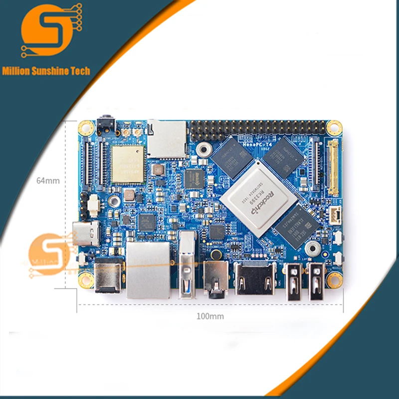  NanoPC-T4 Minimal Rockchip RK3399 Soc 4GB RAM 16GB eMMCDual-band wifi full standard M.2 PCIe NVME S