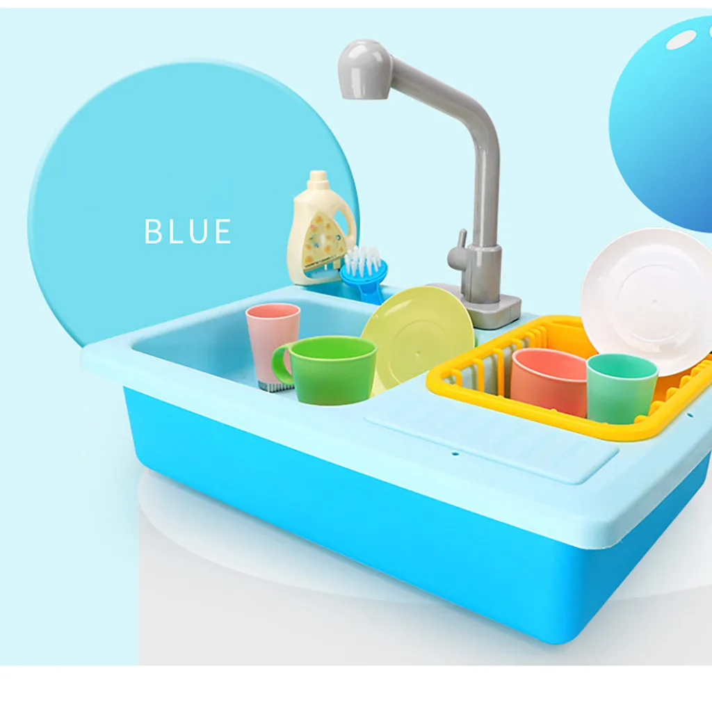 Изменение цвета кухонная раковина игрушка детская термальная термохромированная посудомоечная машина Электрическая Мойка воды набор посуды