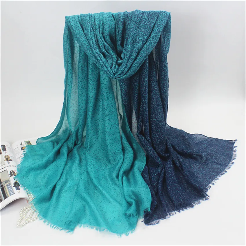 

2018 Women Fashion Ombre Leopard Dot Tassel Viscose Scarf Lady Gradient Winter Warm shawls and Wraps Pashmina Muslim Hijab Sjaal