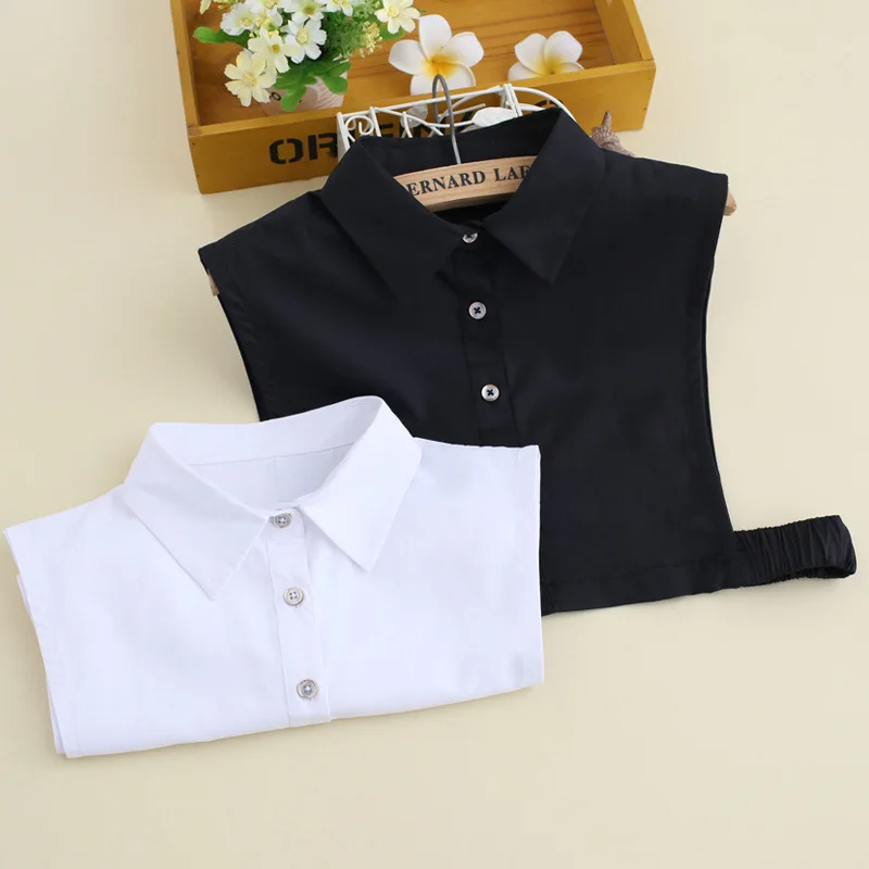 

Korean Cotton Brocade Black And White Shirt Women Fake Collar Lady Shirt False Detachable Collar