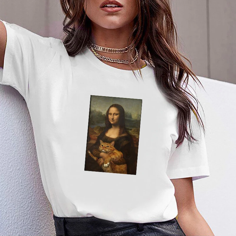 

Women Clothes Tshirt Printed Women Cat Funny Painting Print Funny Fashion Summer Shirt T Top Casual Female T-shirt Woman Tee